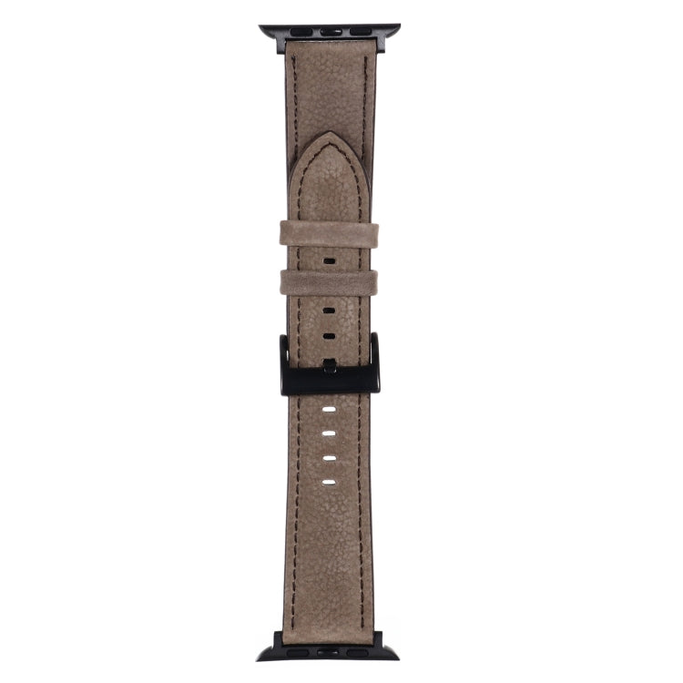 Litchi Texture Leather Watch Band For Apple Watch Ultra 49mm&Watch Ultra 2 49mm / Series 9&8&7 45mm / SE 3&SE 2&6&SE&5&4 44mm / 3&2&1 42mm(Dark Grey) by buy2fix