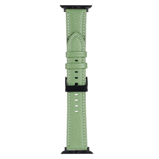 Litchi Texture Leather Watch Band For Apple Watch Ultra 49mm&Watch Ultra 2 49mm / Series 9&8&7 45mm / SE 3&SE 2&6&SE&5&4 44mm / 3&2&1 42mm(Avocado Green) by buy2fix
