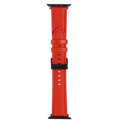 Litchi Texture Leather Watch Band For Apple Watch Ultra 49mm&Watch Ultra 2 49mm / Series 9&8&7 45mm / SE 3&SE 2&6&SE&5&4 44mm / 3&2&1 42mm(Red) by buy2fix