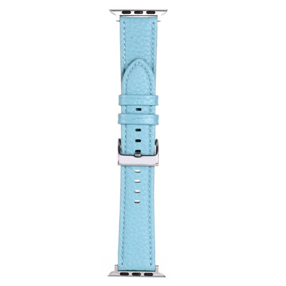 Litchi Texture Leather Watch Band For Apple Watch Ultra 49mm&Watch Ultra 2 49mm / Series 9&8&7 45mm / SE 3&SE 2&6&SE&5&4 44mm / 3&2&1 42mm(Light Blue) by buy2fix