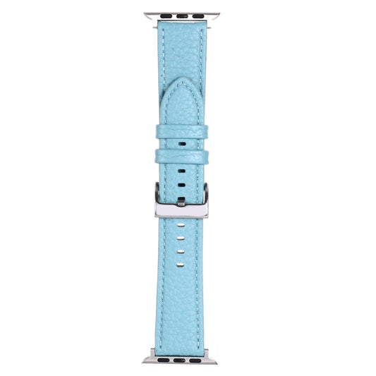 Litchi Texture Leather Watch Band For Apple Watch Ultra 49mm&Watch Ultra 2 49mm / Series 9&8&7 45mm / SE 3&SE 2&6&SE&5&4 44mm / 3&2&1 42mm(Light Blue) by buy2fix