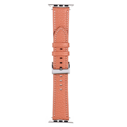 Litchi Texture Leather Watch Band For Apple Watch Ultra 49mm&Watch Ultra 2 49mm / Series 9&8&7 45mm / SE 3&SE 2&6&SE&5&4 44mm / 3&2&1 42mm(Coral Red) by buy2fix