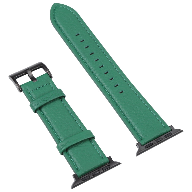 Litchi Texture Leather Watch Band For Apple Watch Ultra 49mm&Watch Ultra 2 49mm / Series 9&8&7 45mm / SE 3&SE 2&6&SE&5&4 44mm / 3&2&1 42mm(Dark Brown) by buy2fix