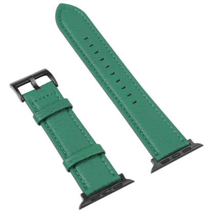 Litchi Texture Leather Watch Band For Apple Watch Ultra 49mm&Watch Ultra 2 49mm / Series 9&8&7 45mm / SE 3&SE 2&6&SE&5&4 44mm / 3&2&1 42mm(Dark Brown) by buy2fix