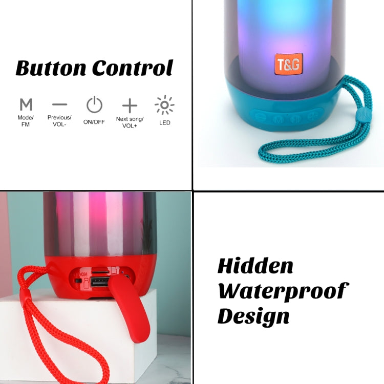 T&G TG643 Portable LED Light Waterproof Subwoofer Wireless Bluetooth Speaker(Light Blue) - Waterproof Speaker by T&G | Online Shopping UK | buy2fix