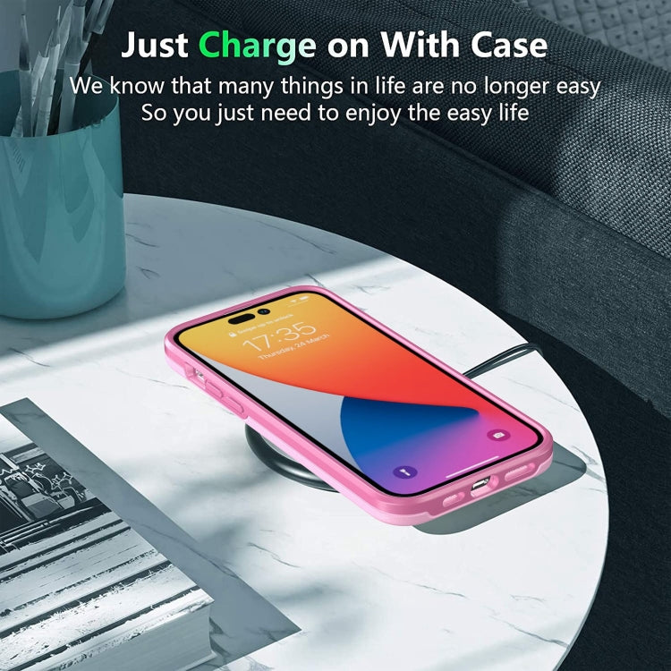 For iPhone 14 Pro Max Double Solid Color Armor Phone Case (Pink) - iPhone 14 Pro Max Cases by buy2fix | Online Shopping UK | buy2fix