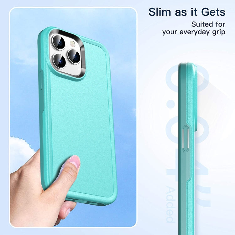 For iPhone 13 Pro Double Solid Color Armor Phone Case (Lake Blue) by buy2fix