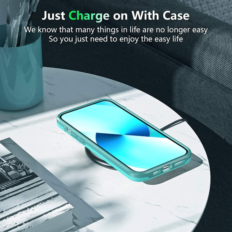 For iPhone 13 Pro Double Solid Color Armor Phone Case (Lake Blue) by buy2fix