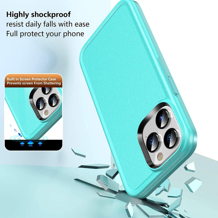 For iPhone 13 Pro Double Solid Color Armor Phone Case (Lake Blue) by buy2fix