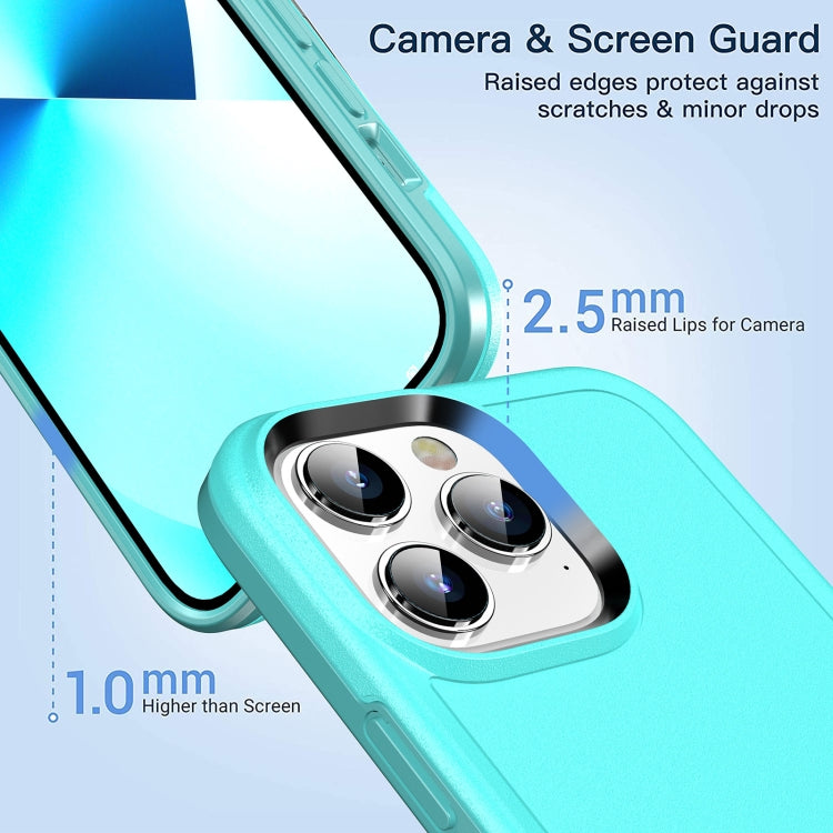 For iPhone 13 Pro Double Solid Color Armor Phone Case (Lake Blue) by buy2fix