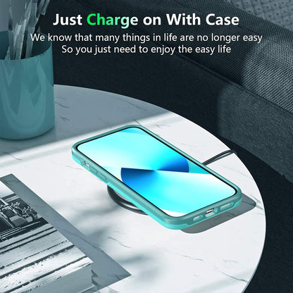 For iPhone 13 Double Solid Color Armor Phone Case(Lake Blue) by buy2fix