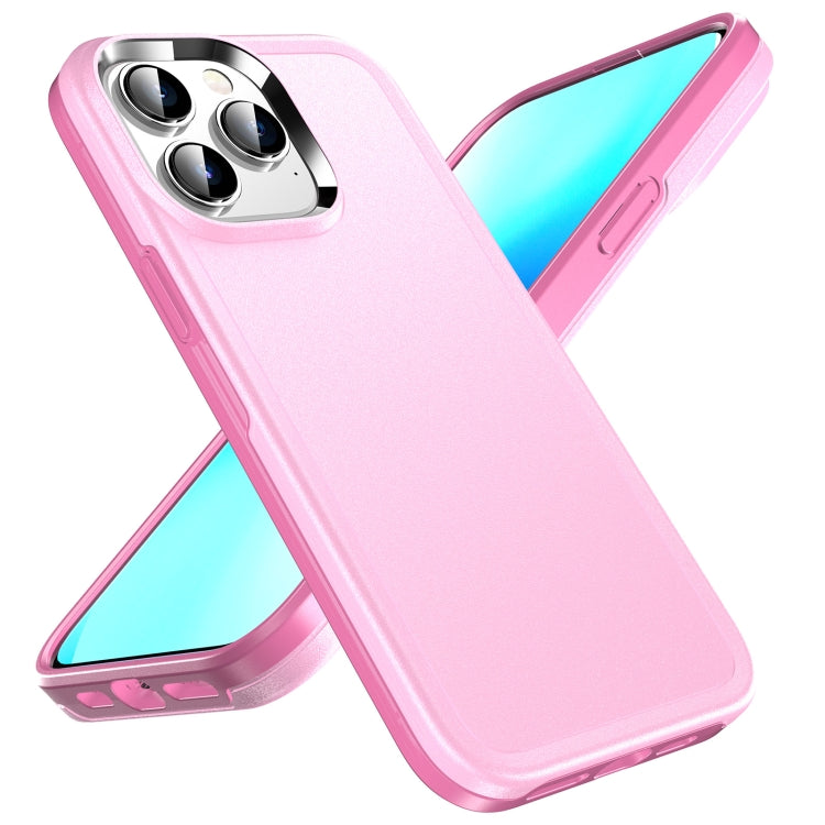For iPhone 12 Pro Double Solid Color Armor Phone Case(Pink) by buy2fix