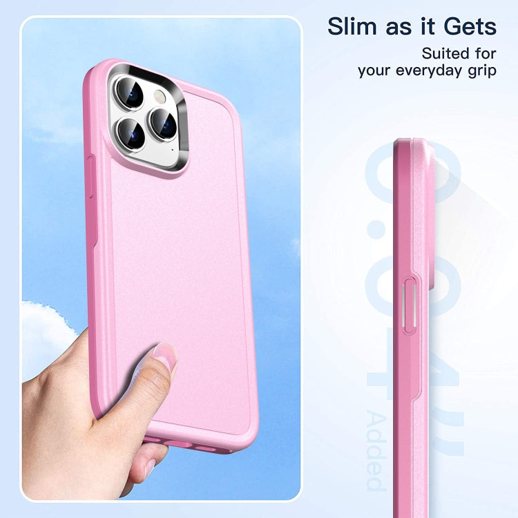 For iPhone 12 Pro Double Solid Color Armor Phone Case(Pink) by buy2fix