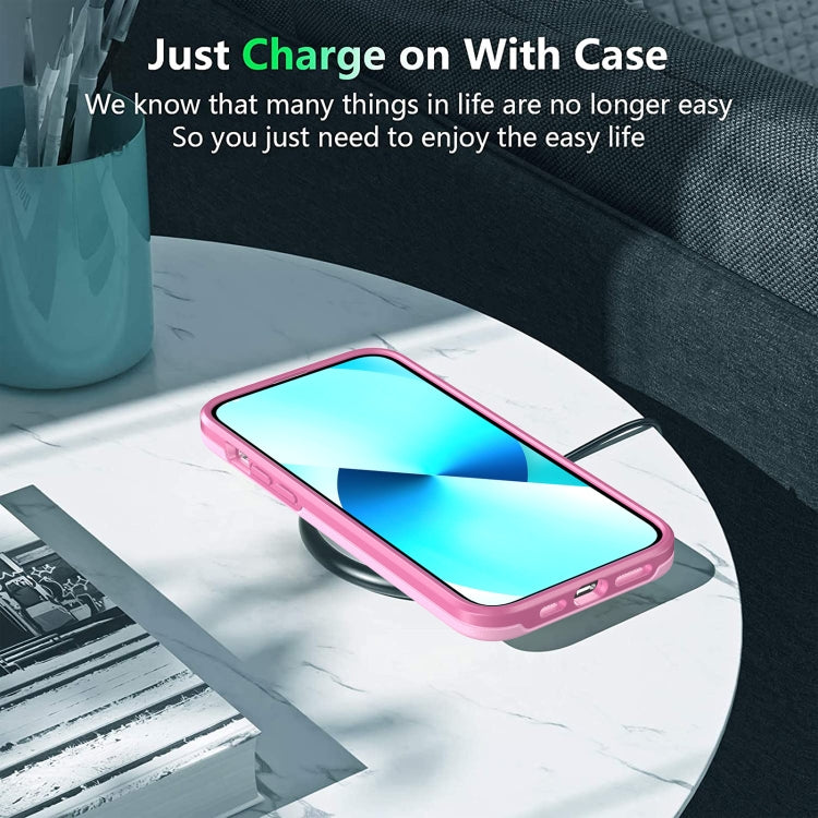 For iPhone 12 Pro Double Solid Color Armor Phone Case(Pink) by buy2fix