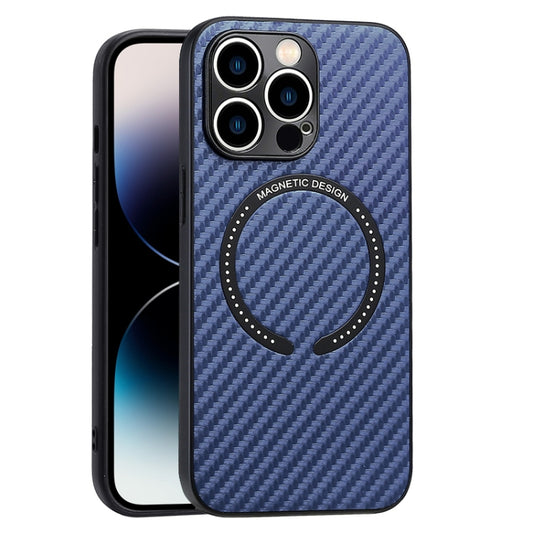 For iPhone 14 Pro Carbon Fiber Texture MagSafe Magnetic Phone Case(Blue) - iPhone 14 Pro Cases by buy2fix | Online Shopping UK | buy2fix