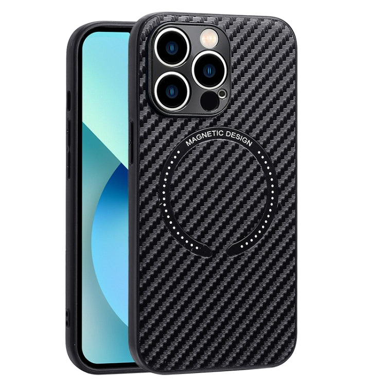 For iPhone 13 Carbon Fiber Texture MagSafe Magnetic Phone Case(Black) by buy2fix