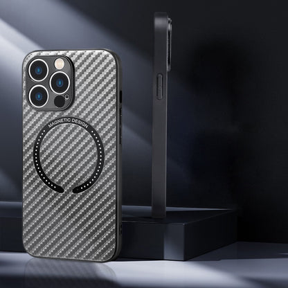 For iPhone 13 Carbon Fiber Texture MagSafe Magnetic Phone Case(Black) by buy2fix