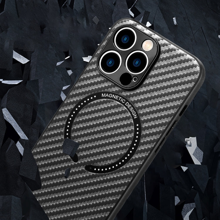 For iPhone 11 Pro Max Carbon Fiber Texture MagSafe Magnetic Phone Case (Dark Green) by buy2fix