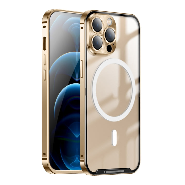 For iPhone 12 Pro MagSafe Frosted Metal Phone Case(Gold) - iPhone 12 / 12 Pro Cases by buy2fix | Online Shopping UK | buy2fix