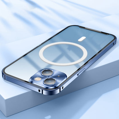 For iPhone 14 MagSafe Frosted Metal Phone Case (Blue) by buy2fix