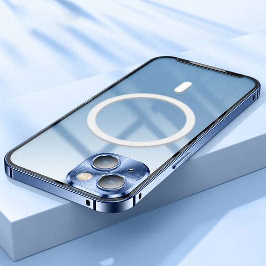 For iPhone 14 MagSafe Frosted Metal Phone Case (Blue) by buy2fix