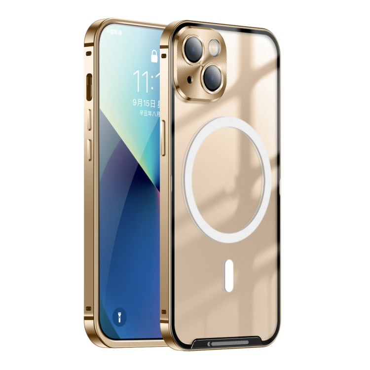 For iPhone 14 Plus MagSafe Frosted Metal Phone Case (Gold) - iPhone 14 Plus Cases by buy2fix | Online Shopping UK | buy2fix