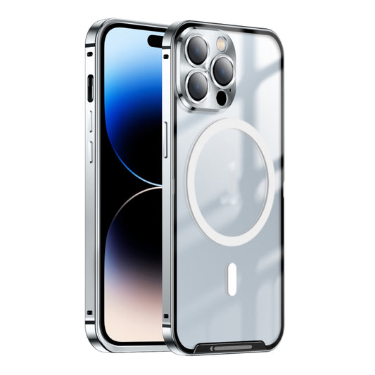 For iPhone 14 Pro Max MagSafe Frosted Metal Phone Case (Silver) - iPhone 14 Pro Max Cases by buy2fix | Online Shopping UK | buy2fix