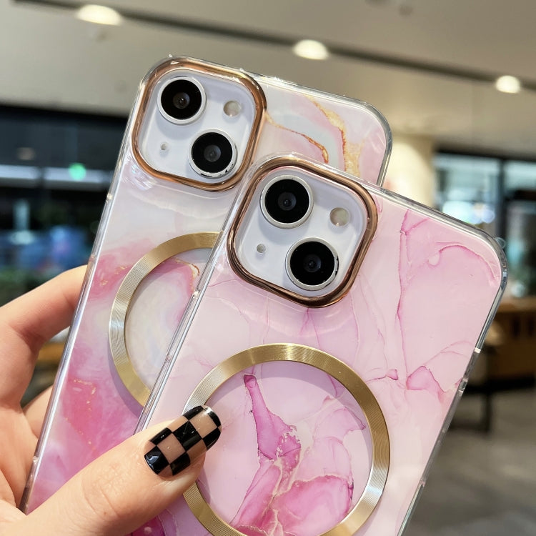 For iPhone 12 Pro Gilt Marble Magsafe Phone Case(Pink) by buy2fix