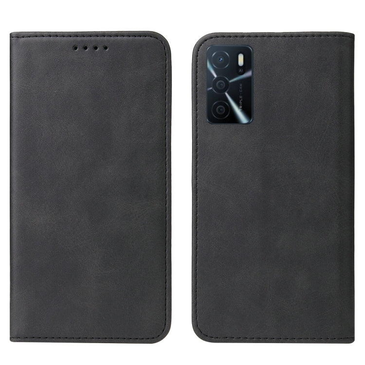 For OPPO A54s Magnetic Closure Leather Phone Case(Black) by buy2fix