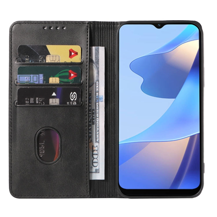 For OPPO A54s Magnetic Closure Leather Phone Case(Black) by buy2fix