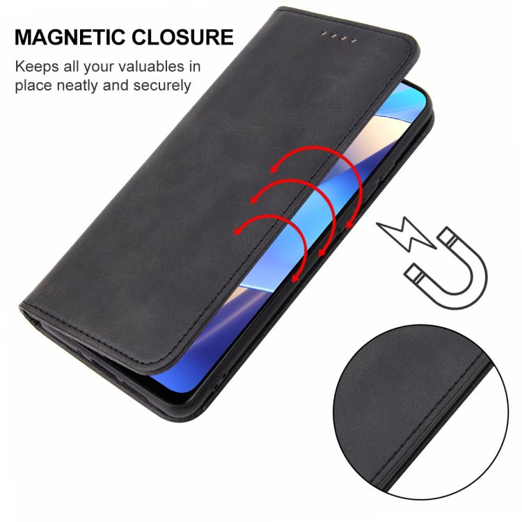 For OPPO A54s Magnetic Closure Leather Phone Case(Black) by buy2fix