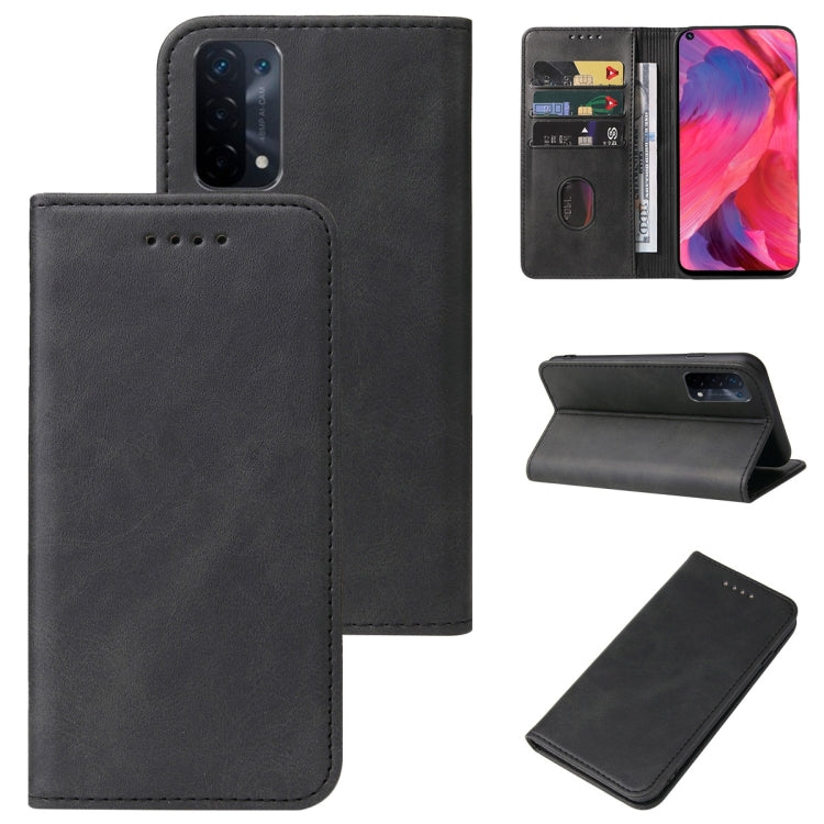For OPPO A74 5G Magnetic Closure Leather Phone Case(Black) by buy2fix