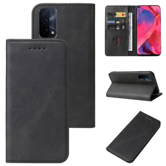 For OPPO A74 5G Magnetic Closure Leather Phone Case(Black) by buy2fix