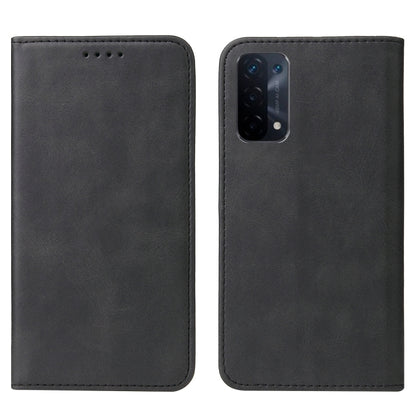 For OPPO A74 5G Magnetic Closure Leather Phone Case(Black) by buy2fix