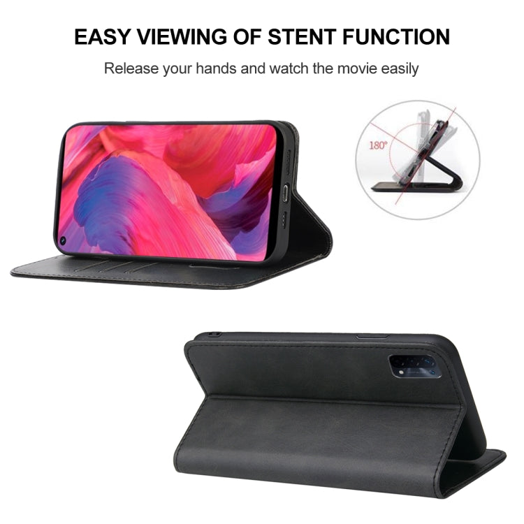 For OPPO A74 5G Magnetic Closure Leather Phone Case(Black) by buy2fix