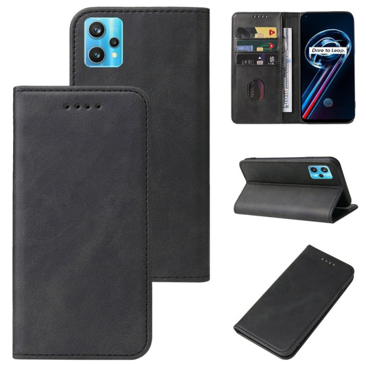For Realme 9 Pro+ Magnetic Closure Leather Phone Case(Black) by buy2fix