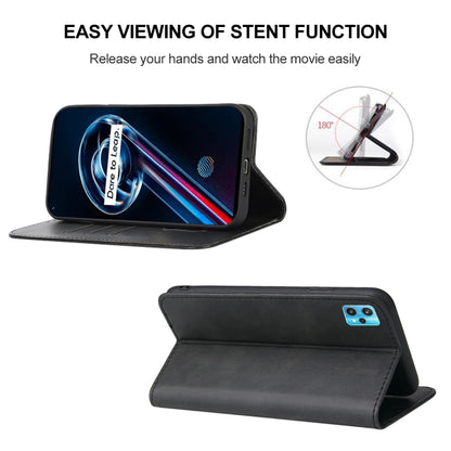 For Realme 9 Pro+ Magnetic Closure Leather Phone Case(Black) by buy2fix