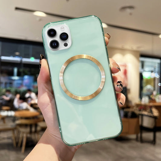 For iPhone 11 Pro Max CD Texture MagSafe TPU Phone Case (Transparent Green) by buy2fix