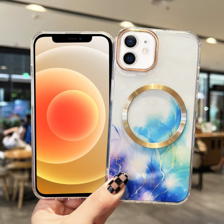 For iPhone 12 Marble MagSafe Clear Phone Case(Red) by buy2fix