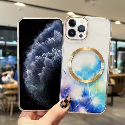 For iPhone 11 Pro Max Marble MagSafe Clear Phone Case (Red) by buy2fix