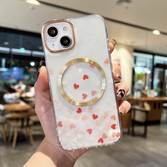 For iPhone 14 Love Heart MagSafe Phone Case (Pink Red) by buy2fix