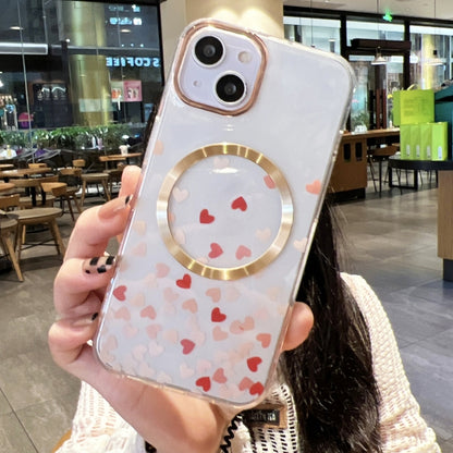 For iPhone 12 Pro Max Love Heart MagSafe Phone Case(Pink Red) by buy2fix