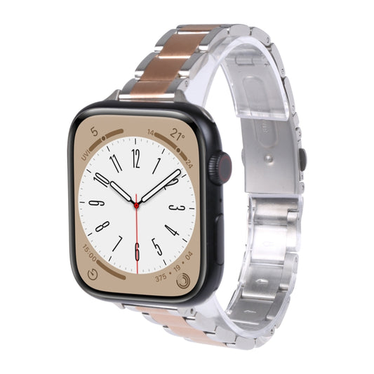 Three Beads Metal Watch Band For Apple Watch Ultra 49mm&Watch Ultra 2 49mm / Series 9&8&7 45mm / SE 3&SE 2&6&SE&5&4 44mm / 3&2&1 42mm(Silver and Rose Gold) by buy2fix