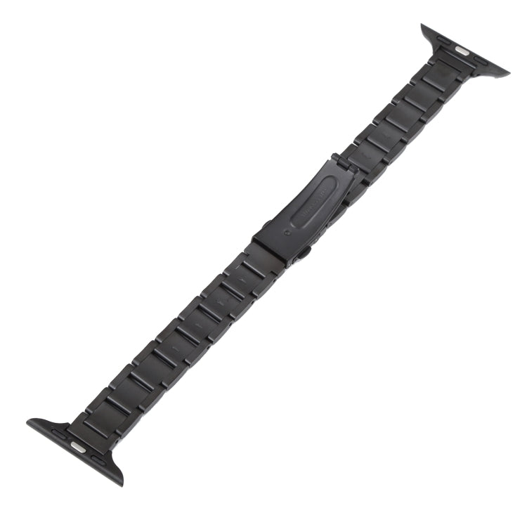 Three Beads Metal Watch Band For Apple Watch Ultra 49mm&Watch Ultra 2 49mm / Series 9&8&7 45mm / SE 3&SE 2&6&SE&5&4 44mm / 3&2&1 42mm(Black) by buy2fix