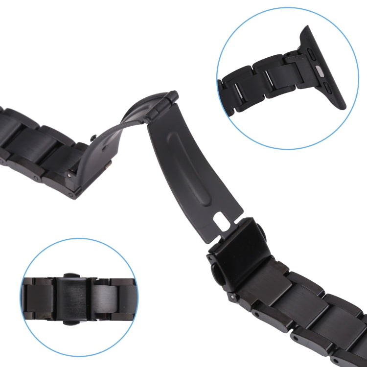 Three Beads Metal Watch Band For Apple Watch Ultra 49mm&Watch Ultra 2 49mm / Series 9&8&7 45mm / SE 3&SE 2&6&SE&5&4 44mm / 3&2&1 42mm(Black) by buy2fix