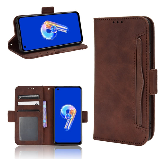 For ASUS Zenfone 9 Skin Feel Calf Texture Card Slots Leather Phone Case(Brown)