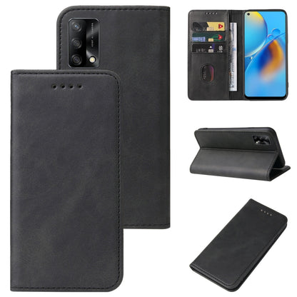 For OPPO A74 4G Magnetic Closure Leather Phone Case(Black) by buy2fix