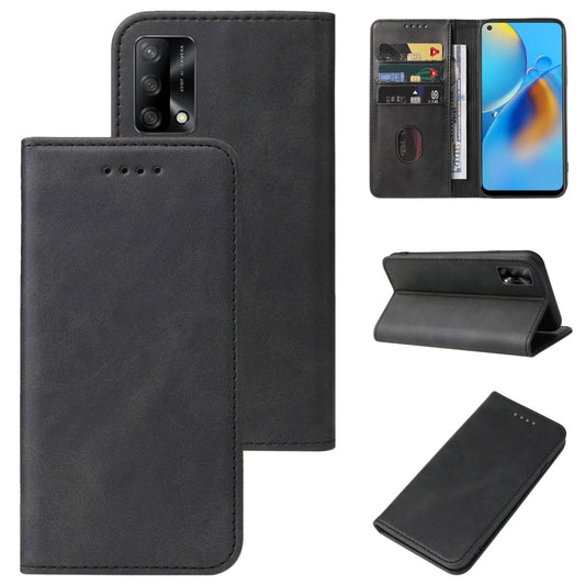 For OPPO A74 4G Magnetic Closure Leather Phone Case(Black) by buy2fix