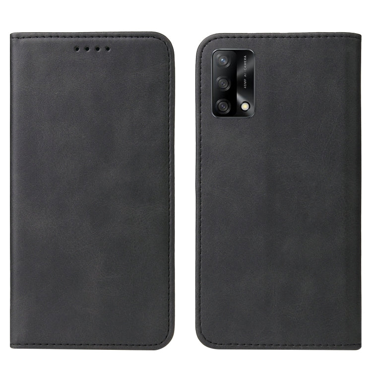 For OPPO A74 4G Magnetic Closure Leather Phone Case(Black) by buy2fix