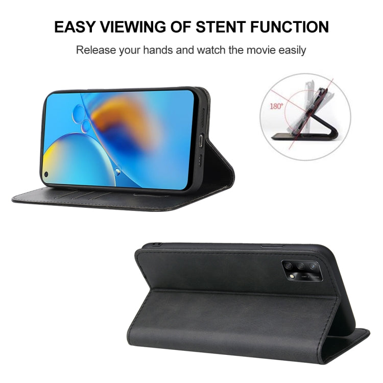 For OPPO A74 4G Magnetic Closure Leather Phone Case(Black) by buy2fix